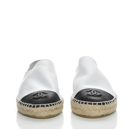 Chanel Grained Calfskin CC Espadrilles 39 White Black 2 of 10
