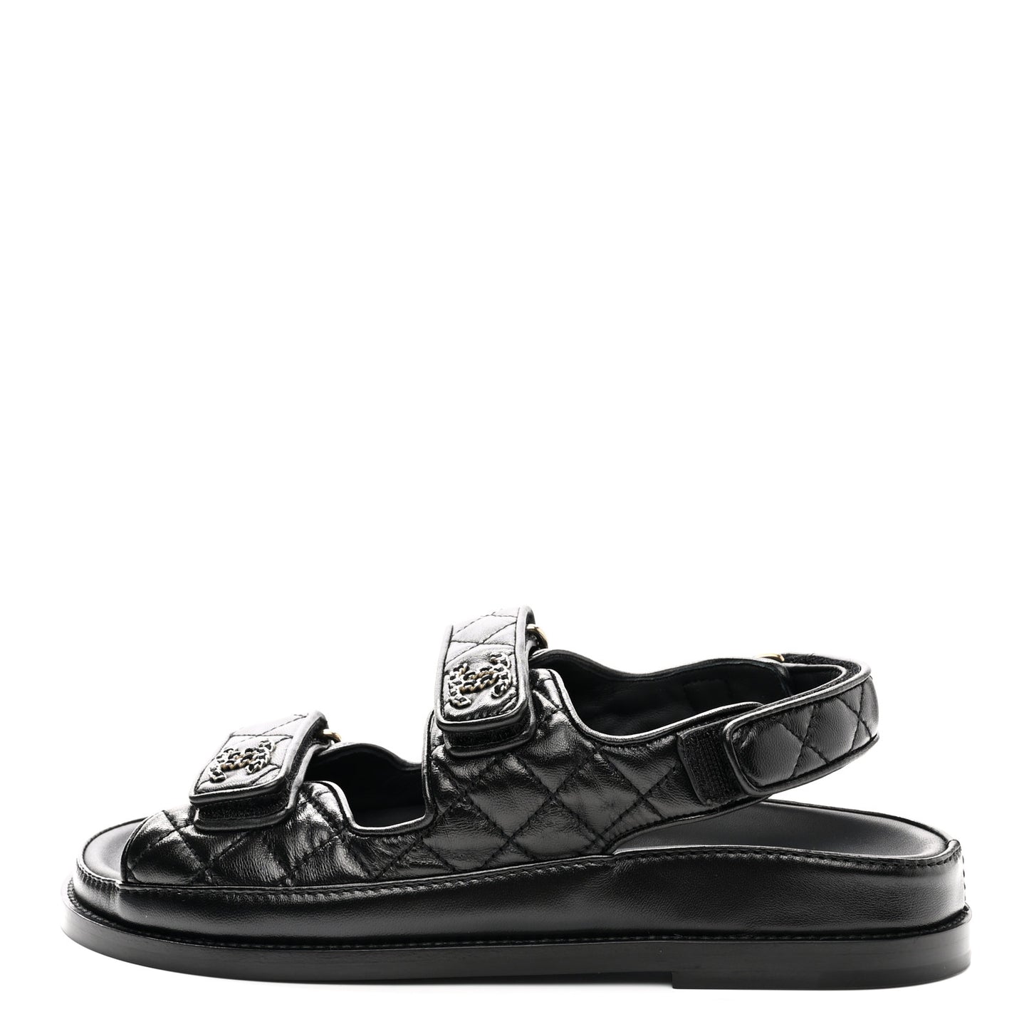 Lambskin Velcro Dad Sandals 37.5 Black