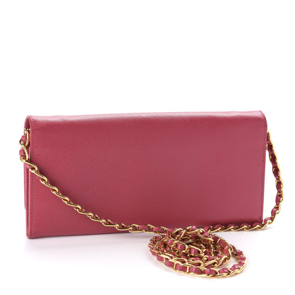 Prada Saffiano Metal Oro Chain Wallet Peonia 3 of 10