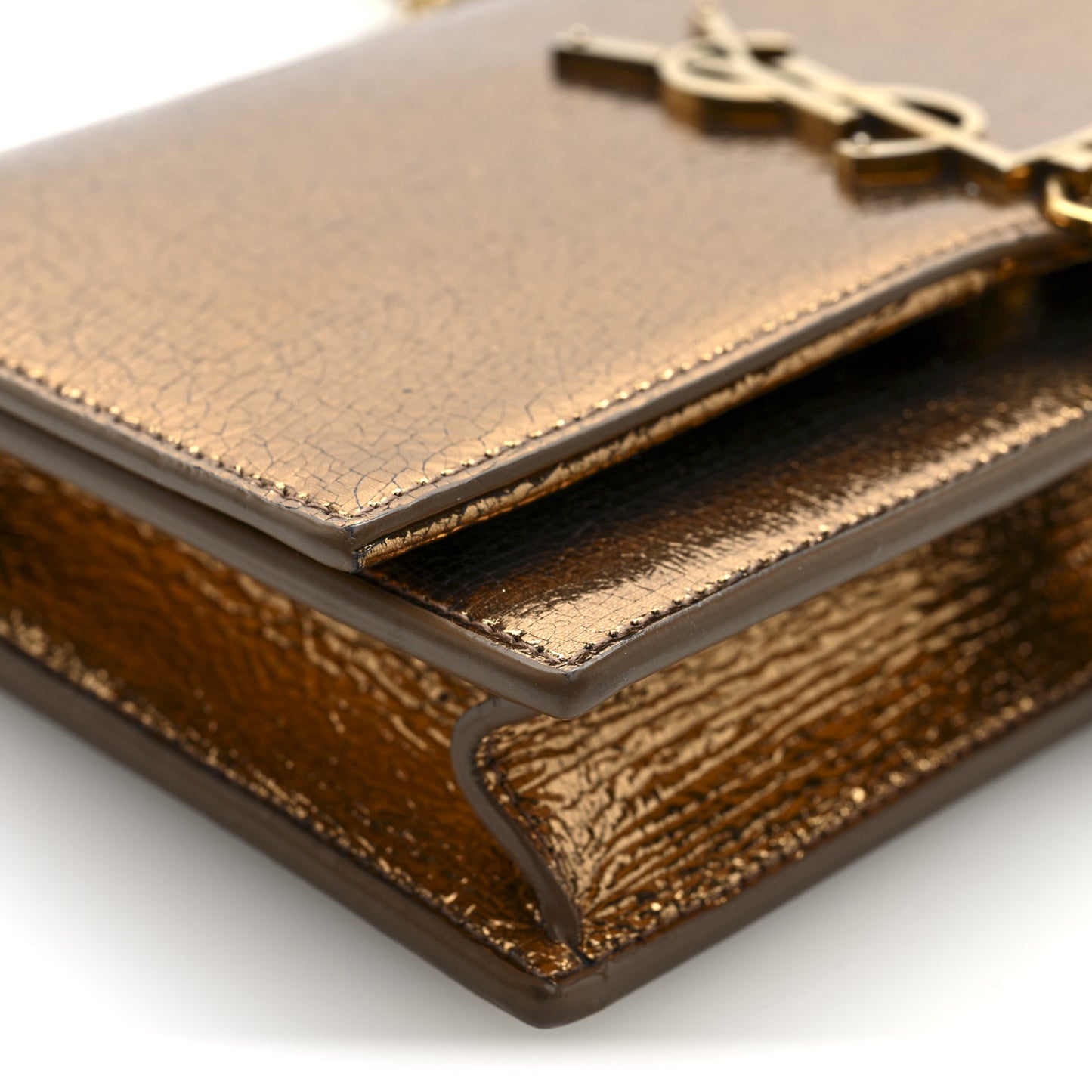 Metallic Calfskin Classic Monogram Kate Tassel Chain Wallet Gold