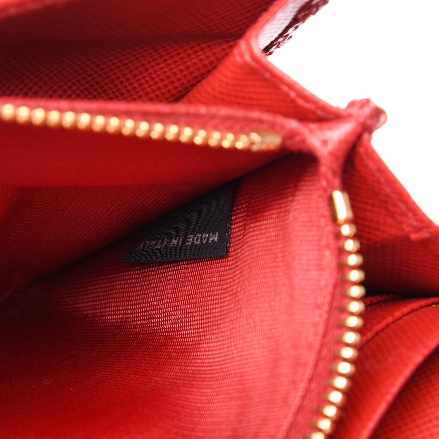 Prada Saffiano Metal Oro Chain Wallet Fuoco 7 of 7