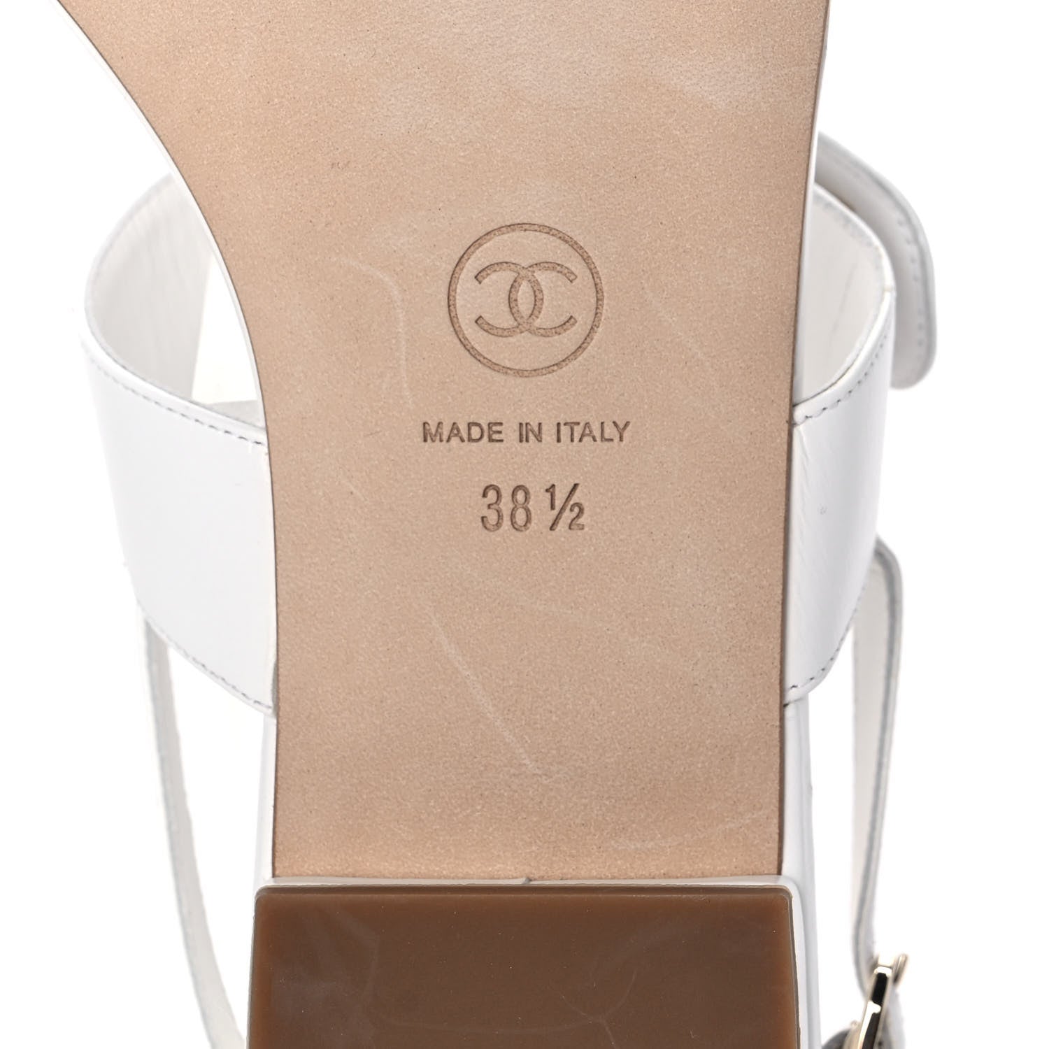 Chanel Lambskin CC Thong Sandals 38.5 White 6 of 8