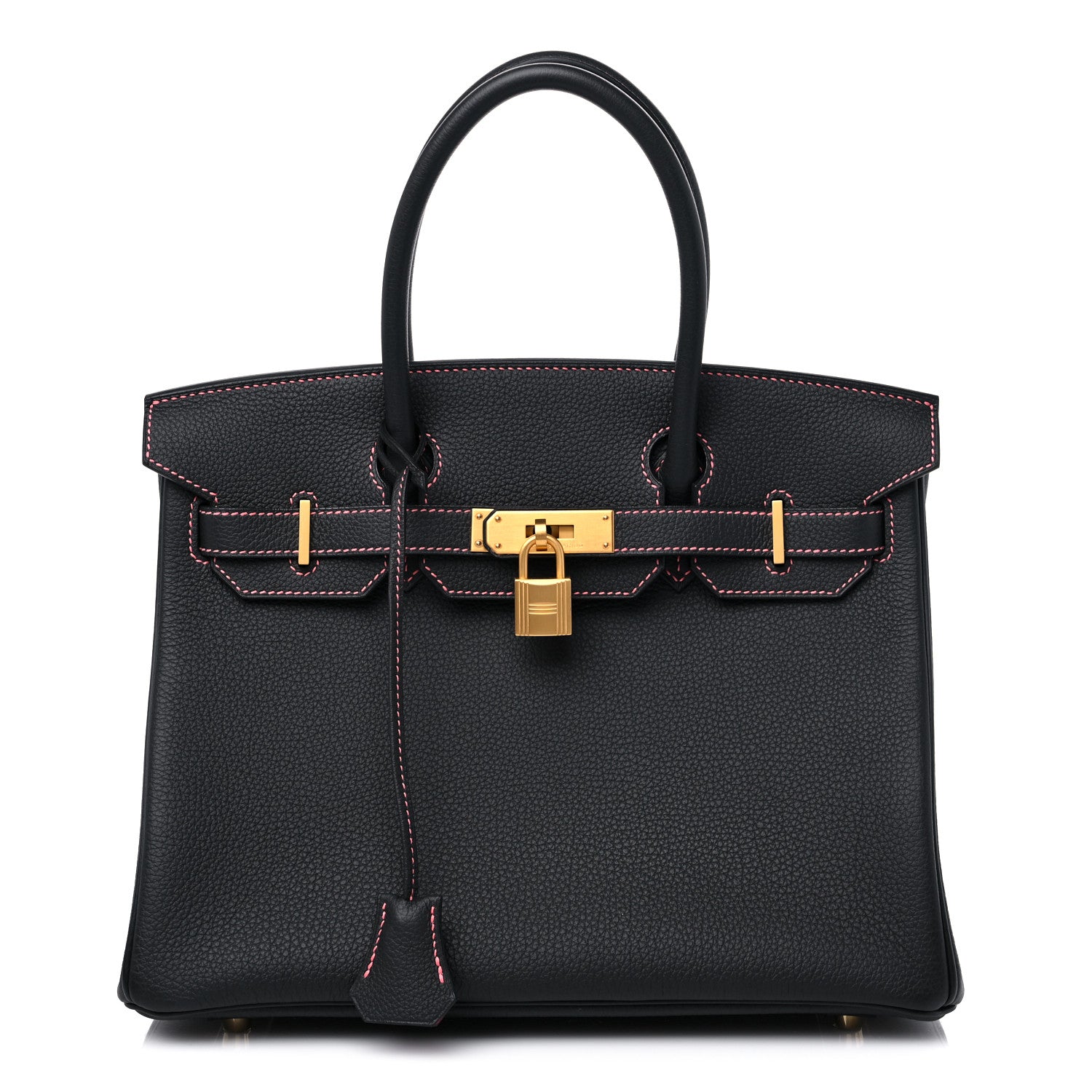 Hermes Togo Horseshoe Birkin 30 Plomb Rose Lipstick 1 of 10