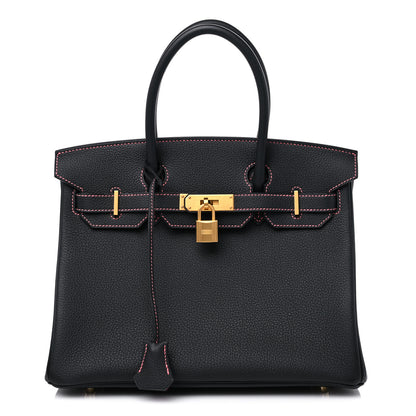 Hermes Togo Horseshoe Birkin 30 Plomb Rose Lipstick 1 of 10