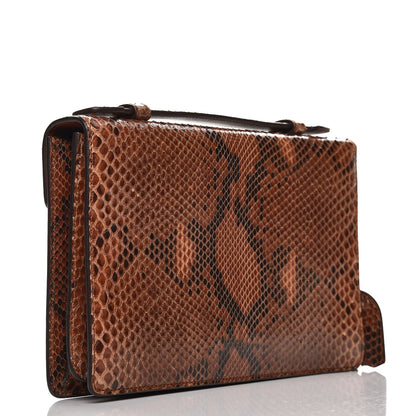 Gucci Python Small Lady Lock Briefcase Clutch Brown 3 of 6