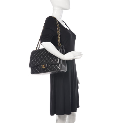 Chanel Lambskin Quilted Maxi Double Flap Black 2 of 15