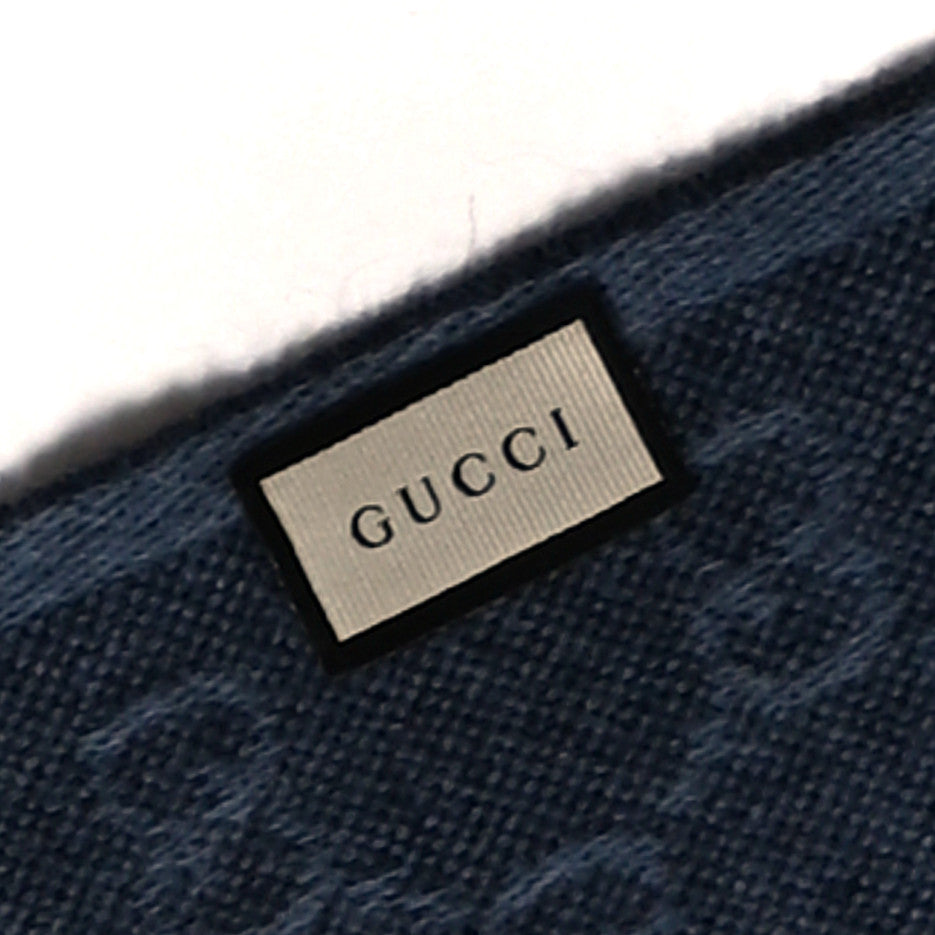 Wool Alpaca Monogram Web New Nikky Scarf Midnight Blue