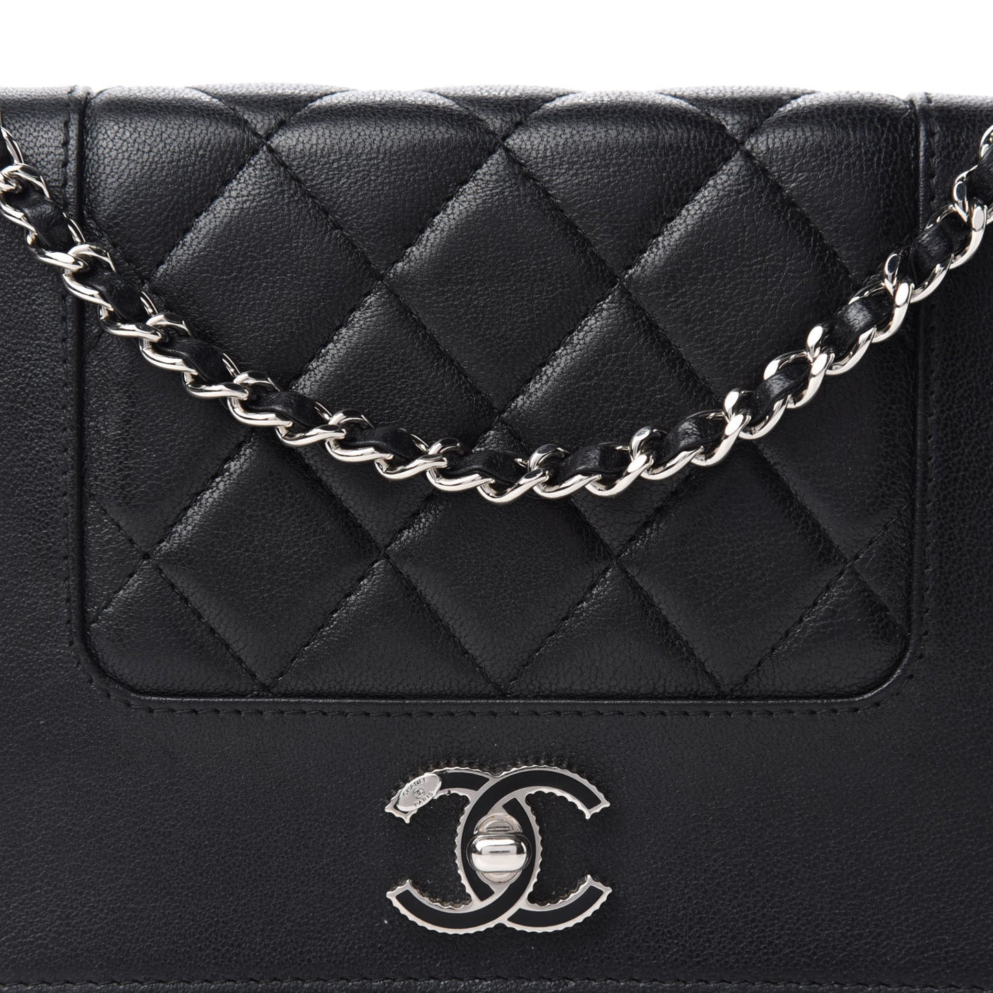 Sheepskin Quilted Mademoiselle Vintage Wallet On Chain WOC Black