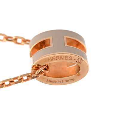 Hermes Lacquered Gold Mini Pop H Pendant Necklace Marron Glace 5 of 7