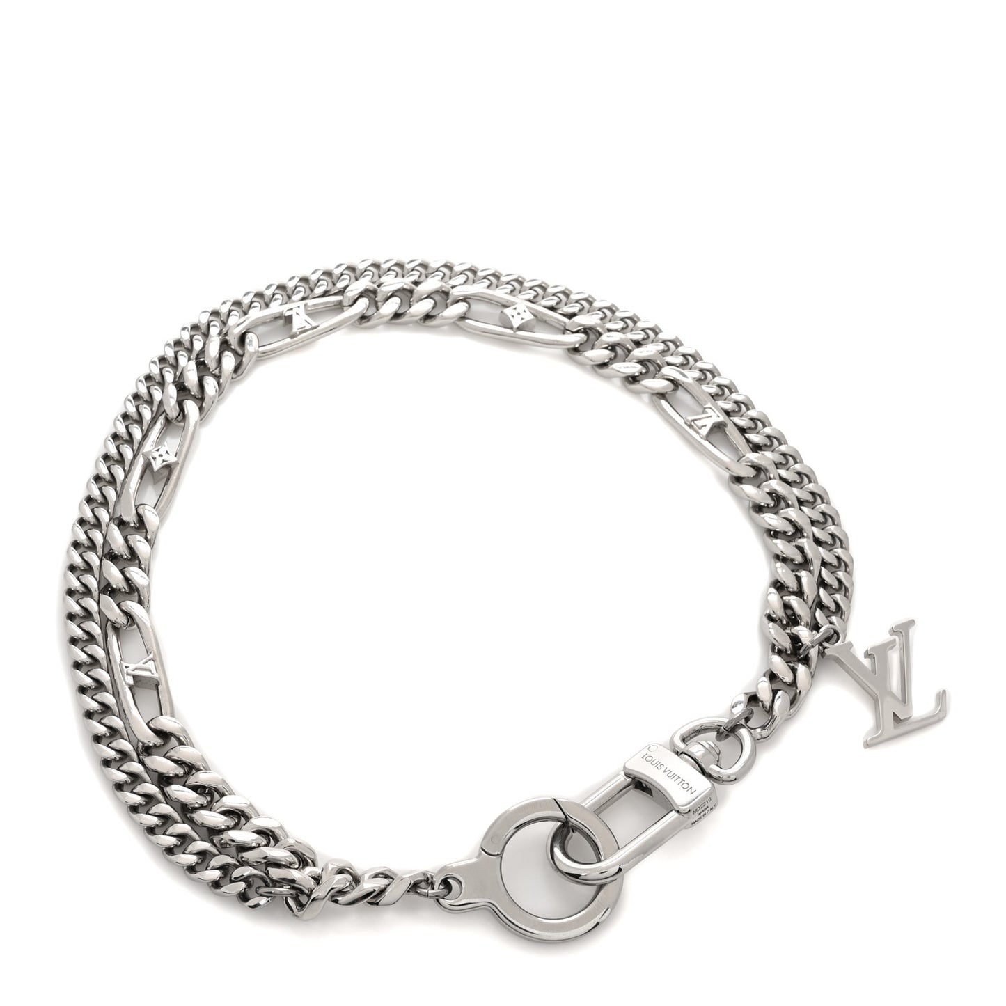 Metal LV Figaro Chain Belt Silver