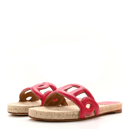Hermes Nappa Famosa Espadrille Sandals 39 Rosa Framboise 3 of 10