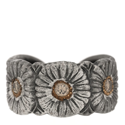 Buccellati Sterling Silver Gold Vermeil Brown Diamond Blossoms Daisy Color Eternelle Ring 53 6.5 1 of 4