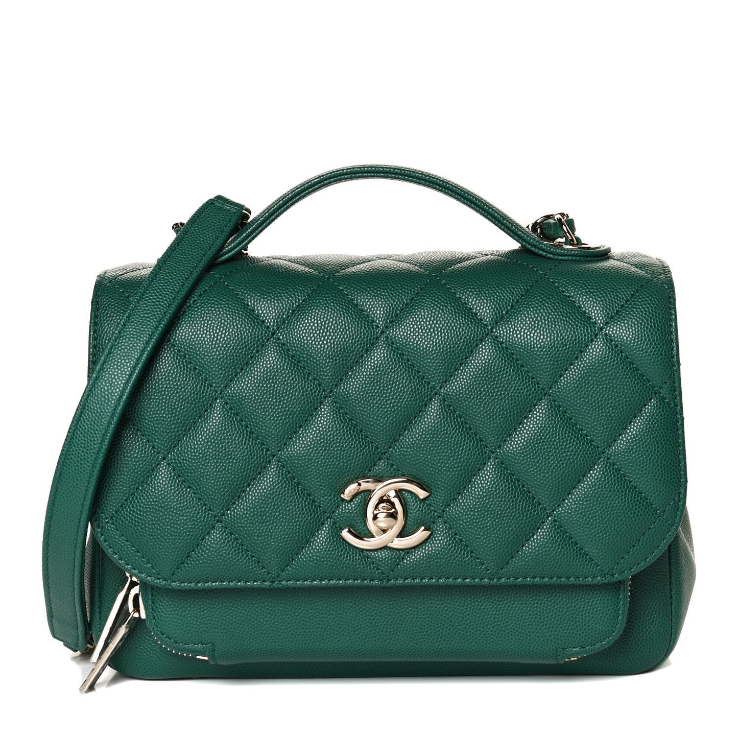 Caviar Quilted Medium Business Affinity Flap Green