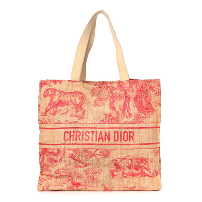 Christian Dior Straw Dioriviera Tote Pink 1 of 9