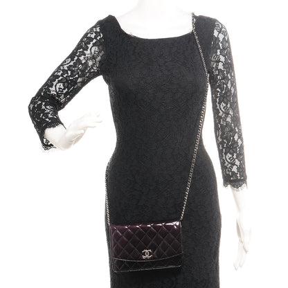 Chanel Patent Quilted Brilliant Wallet On Chain WOC Bordeaux Clair 2 of 9