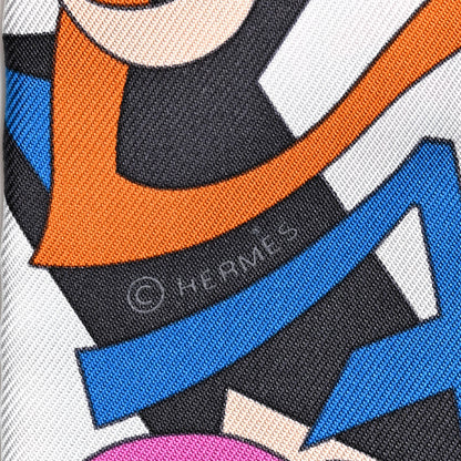 Hermes Silk Le Nombre D'Or Twilly Cobalt Rose Roux 4 of 4