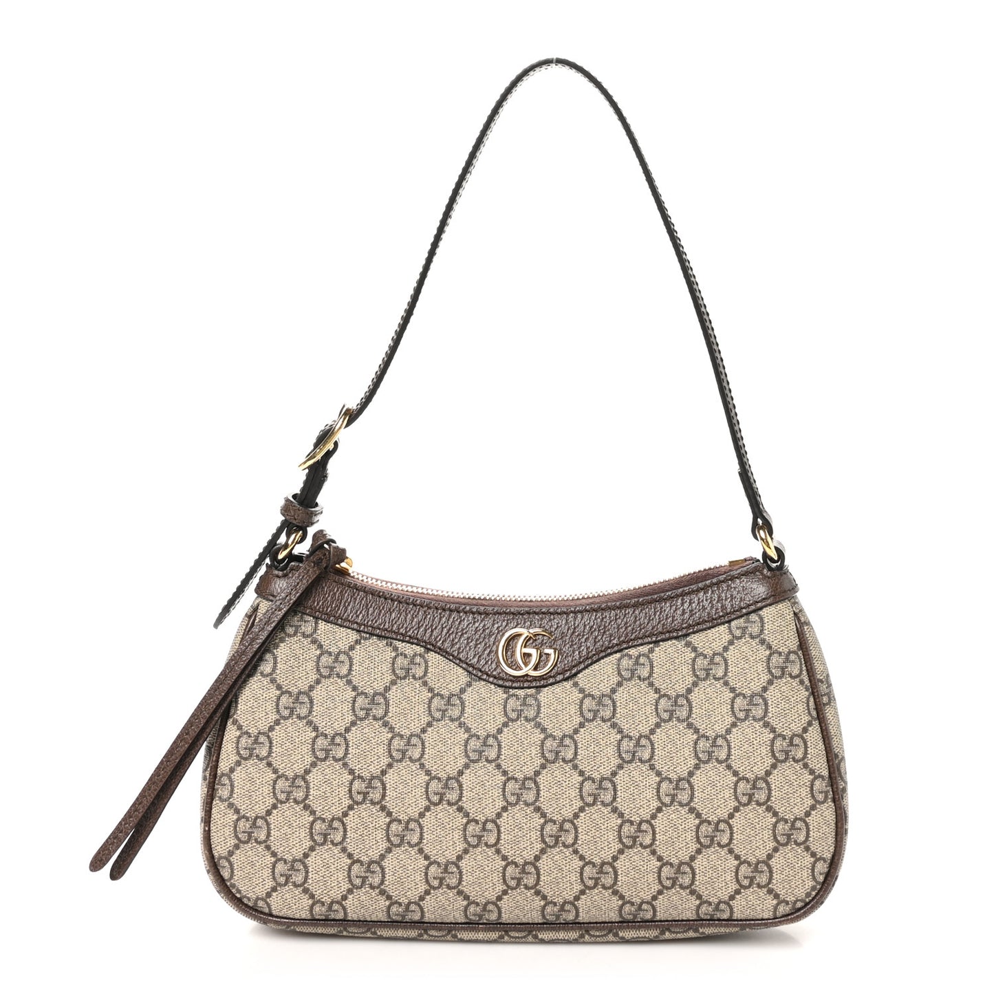 GG Supreme Monogram Textured Dollar Calfskin Small Ophidia Hobo Beige Ebony New Acero