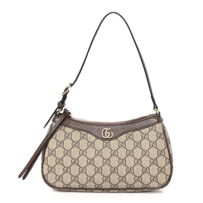 Gucci GG Supreme Monogram Textured Dollar Calfskin Small Ophidia Hobo Beige Ebony New Acero 1 of 11