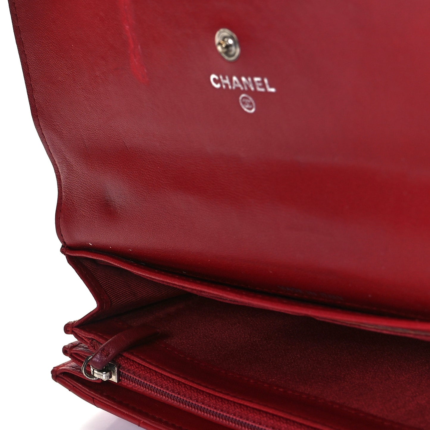 Lambskin Quilted Large Gusset Flap Wallet Red