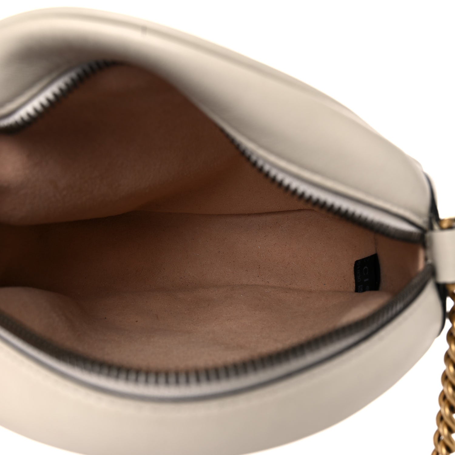 Gucci Calfskin Matelasse Mini GG Marmont Round Shoulder Bag White 5 of 14