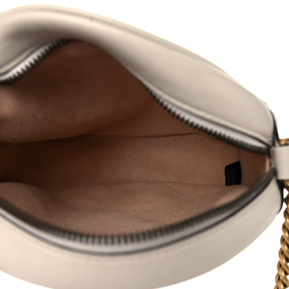 Gucci Calfskin Matelasse Mini GG Marmont Round Shoulder Bag White 5 of 14