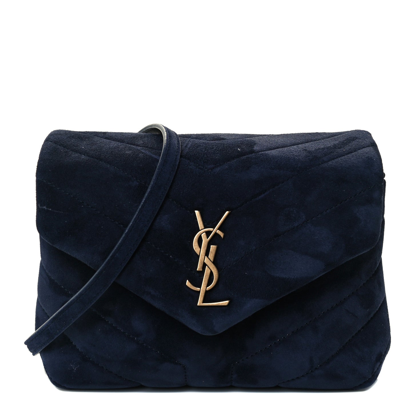 Suede Y Quilted Monogram Toy Loulou Crossbody Bag Navy