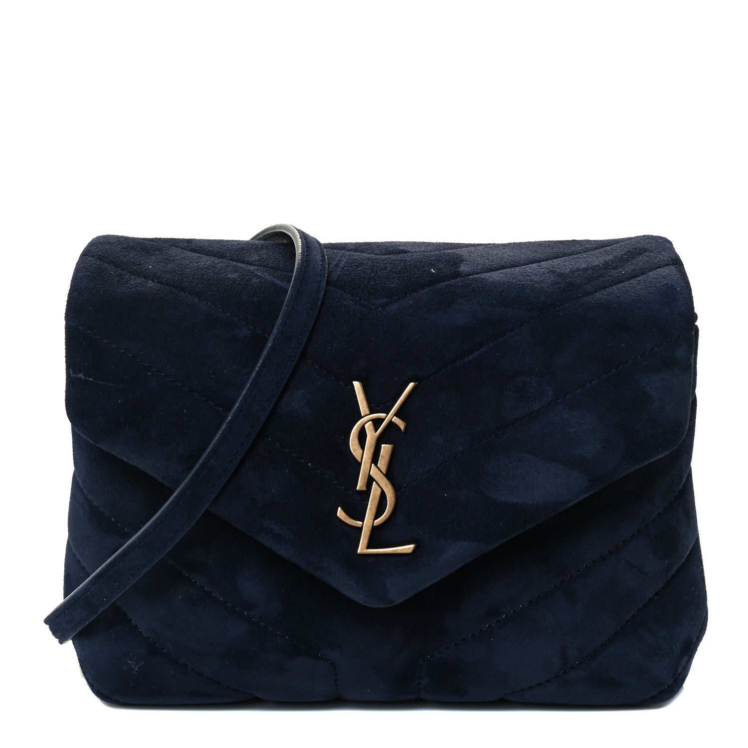 Saint Laurent Suede Y Quilted Monogram Toy Loulou Crossbody Bag Navy 1 of 13