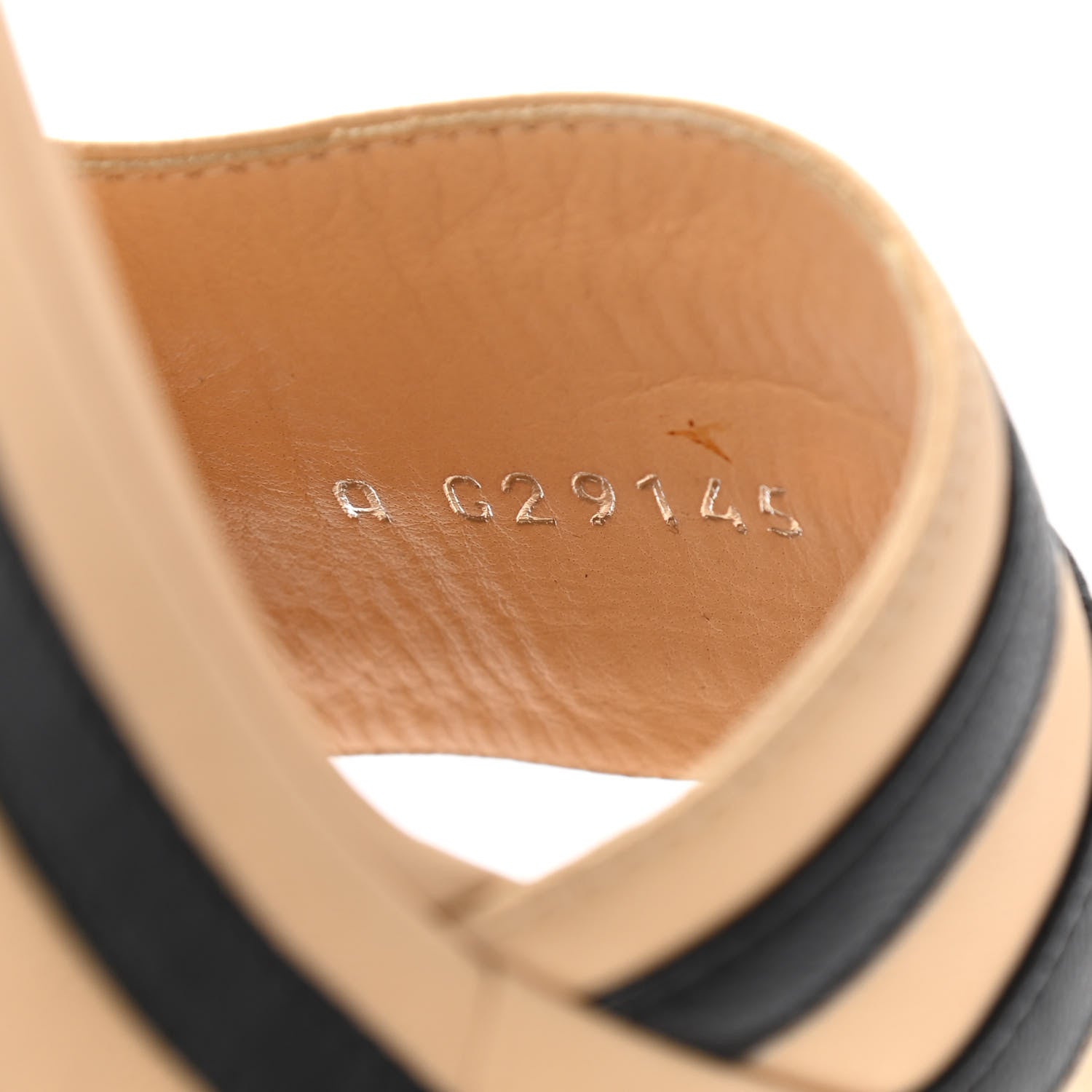 Chanel Lambskin Striped Wedge Sandals 37 Beige Black 8 of 9