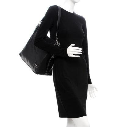 Prada Soft Calf Side Zip Hobo Black 2 of 12