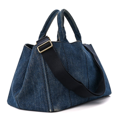 Prada Denim Logo Tote Bleu 3 of 13