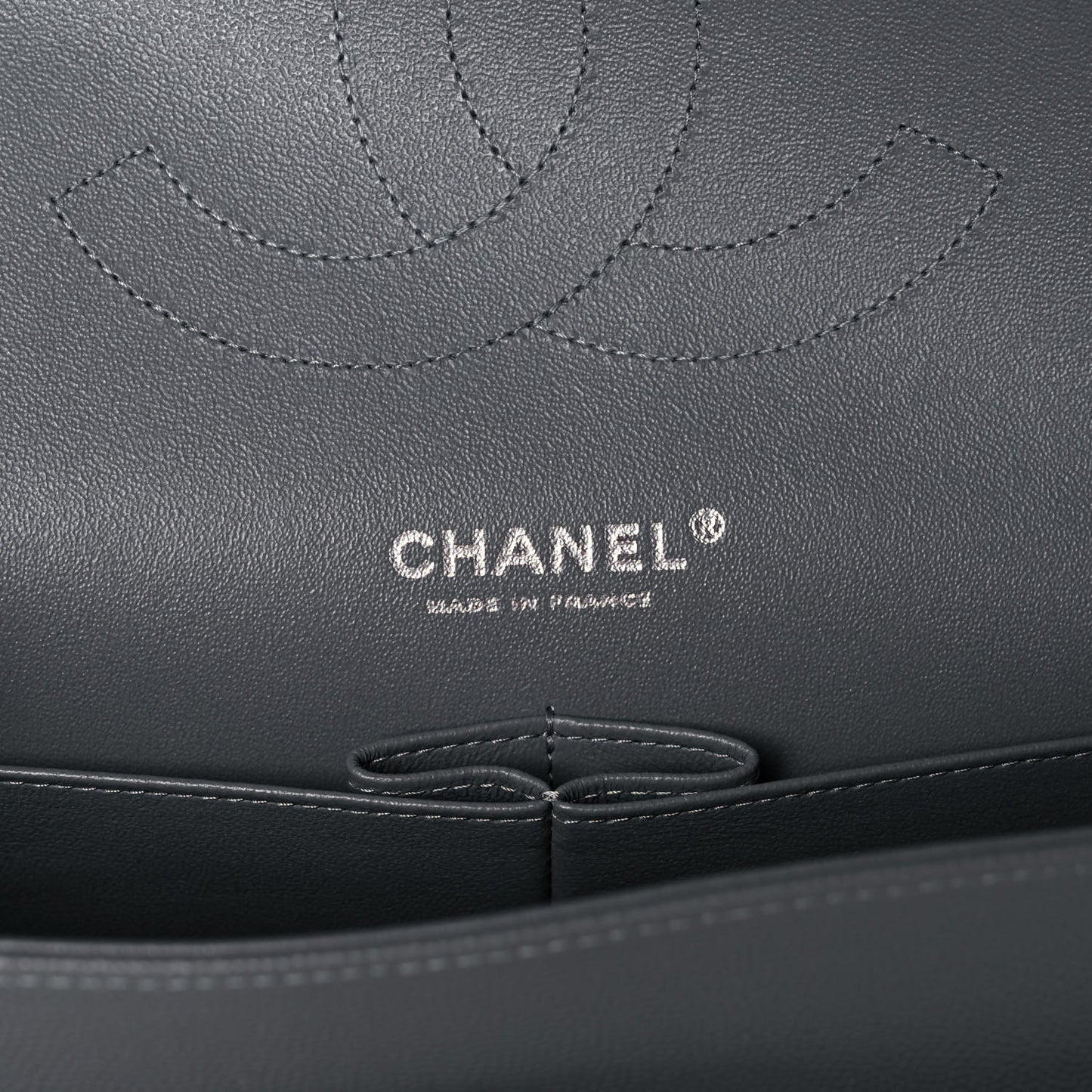 Caviar Quilted Jumbo Double Flap Grey