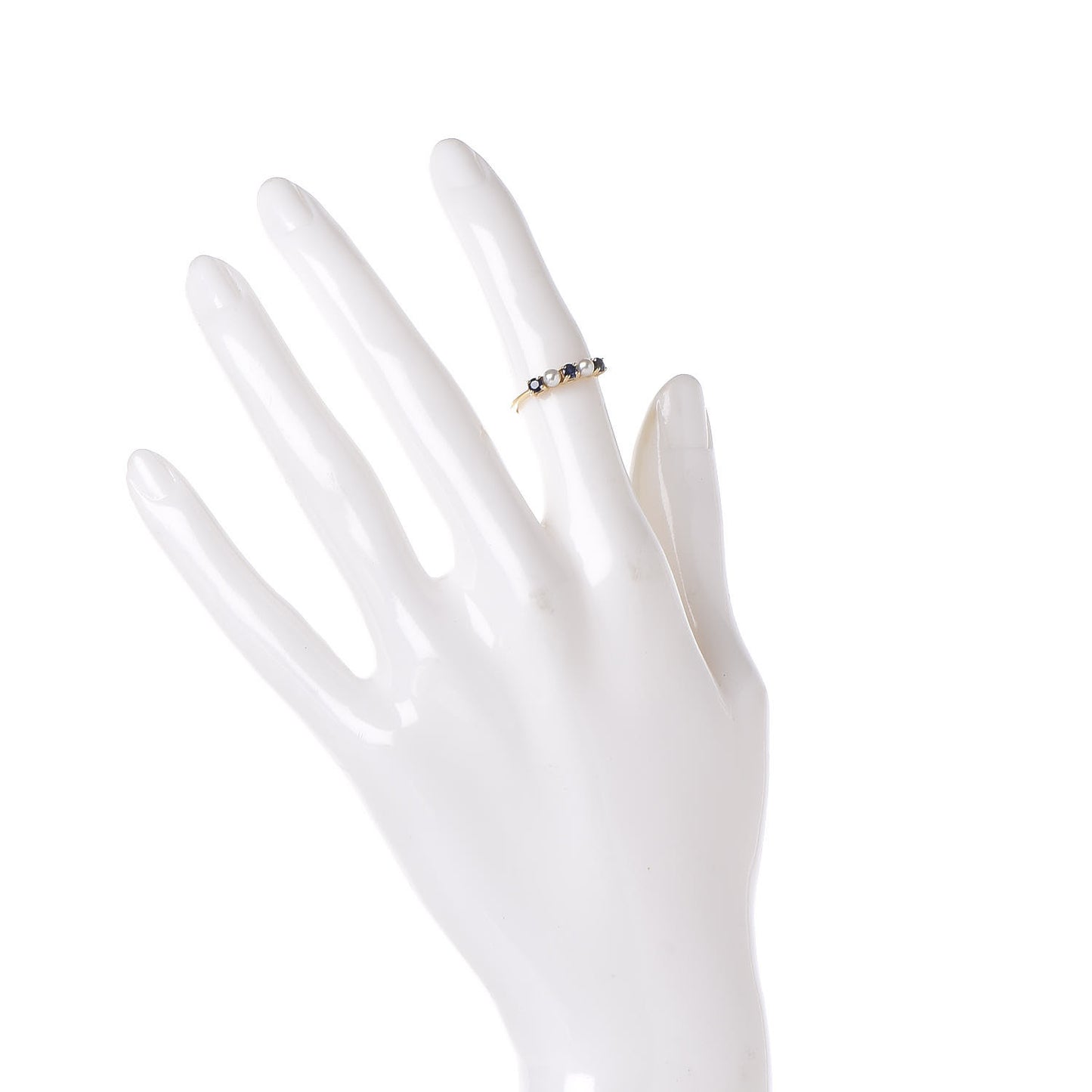 18K Yellow Gold Blue Sapphire Pearl Ring 48 4.5