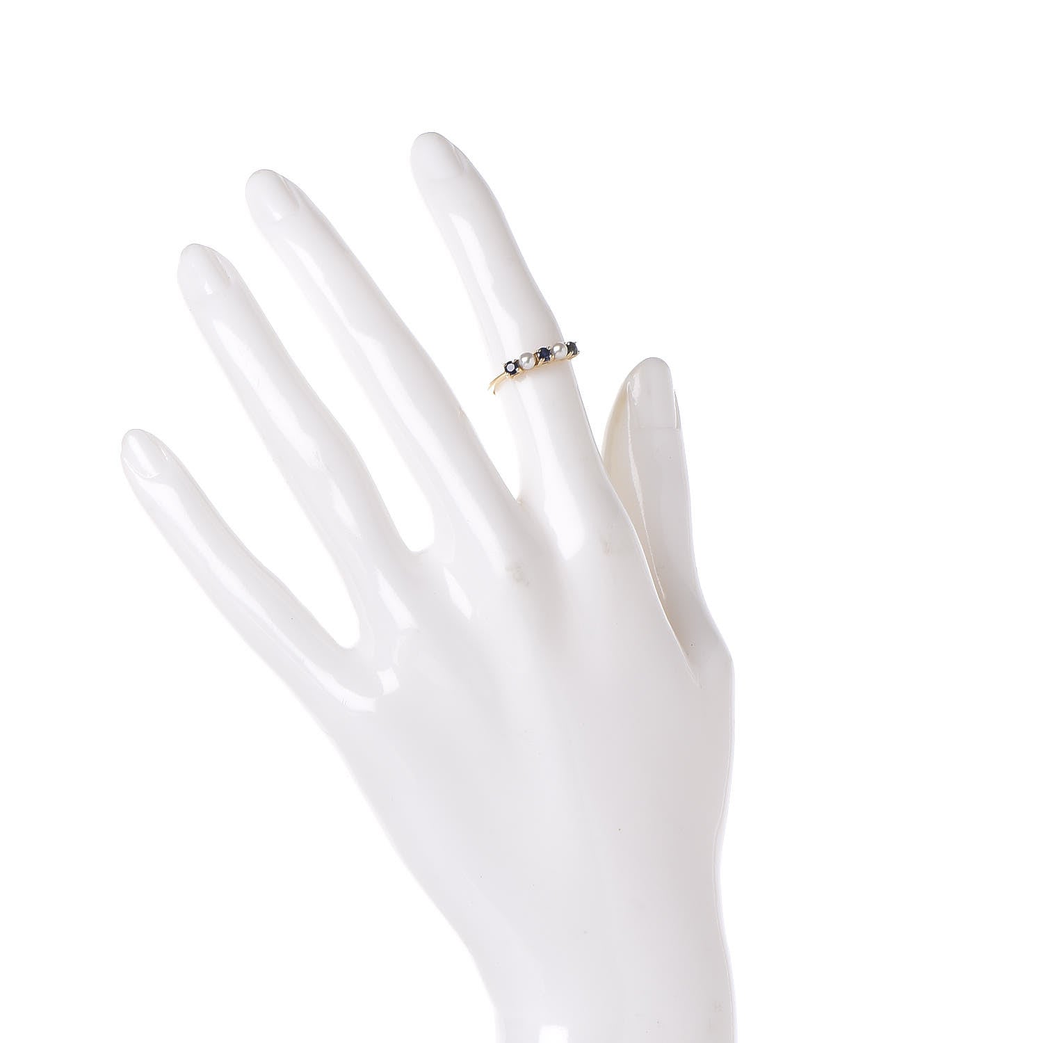 Tiffany 18K Yellow Gold Blue Sapphire Pearl Ring 48 4.5 2 of 5