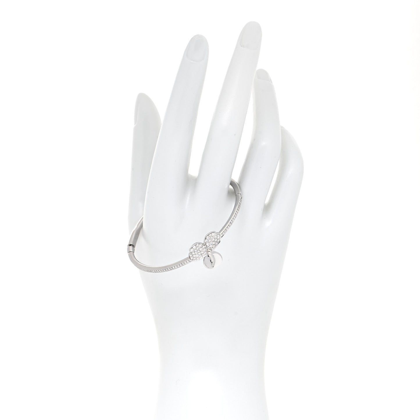 Platinum Diamond Paper Flowers Hinged Bangle Bracelet