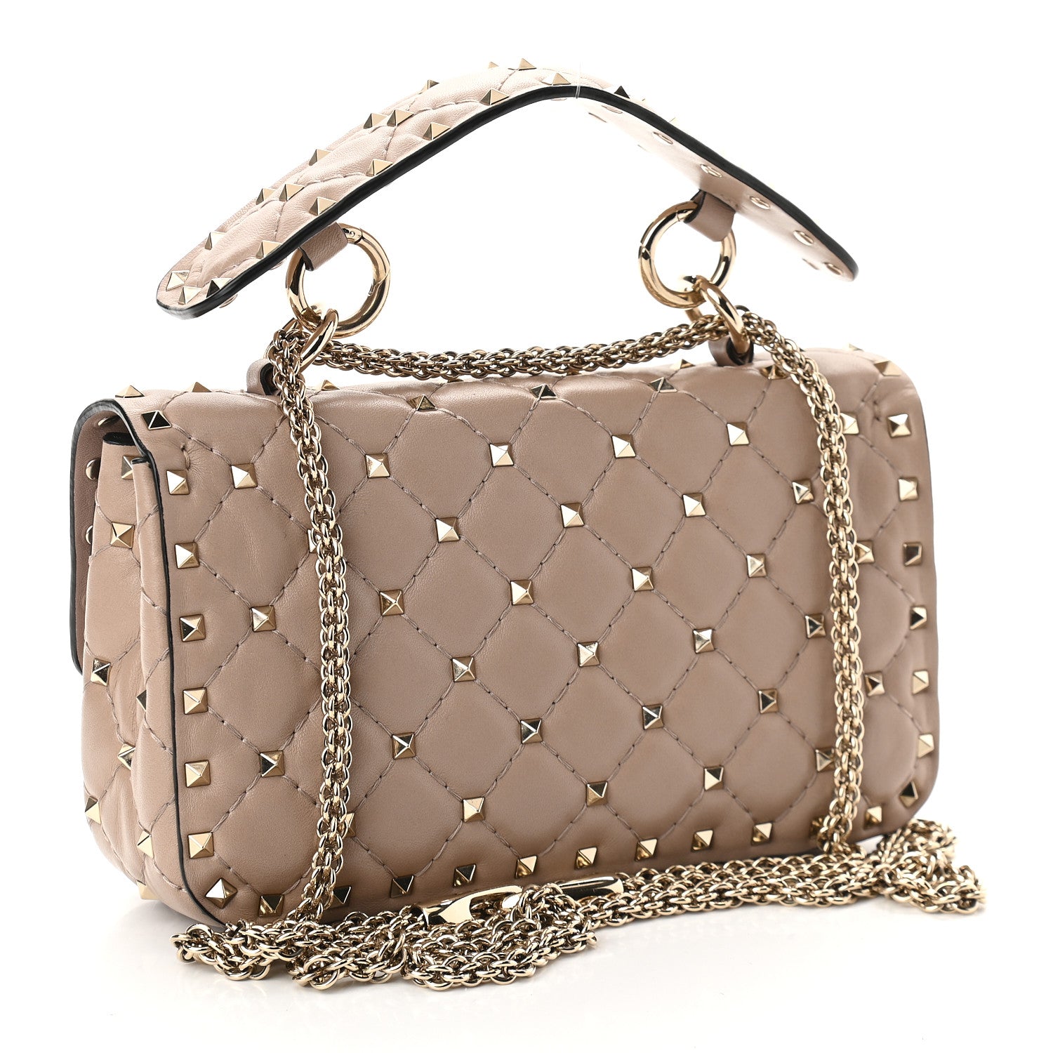 Valentino Garavani Nappa Small Rockstud Spike Shoulder Bag Poudre 3 of 8