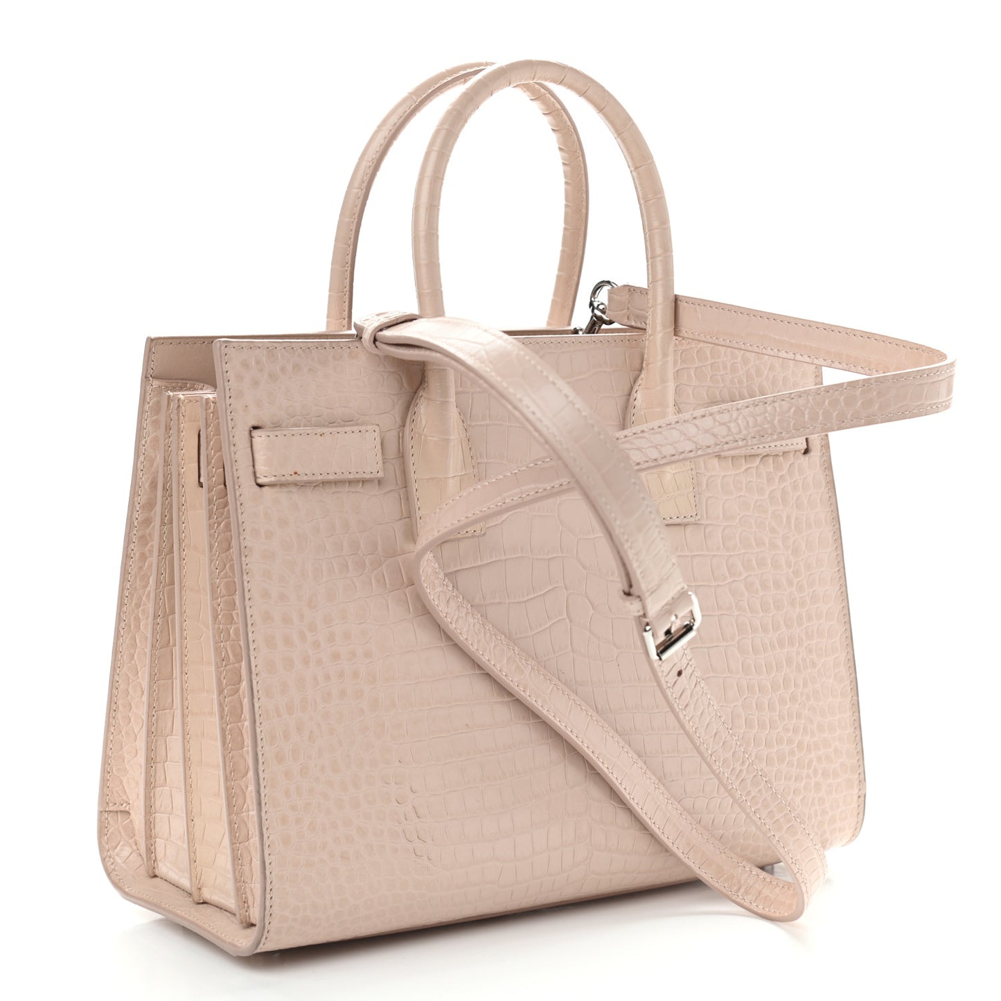 Calfskin Crocodile Embossed Baby Sac De Jour Rose Antic
