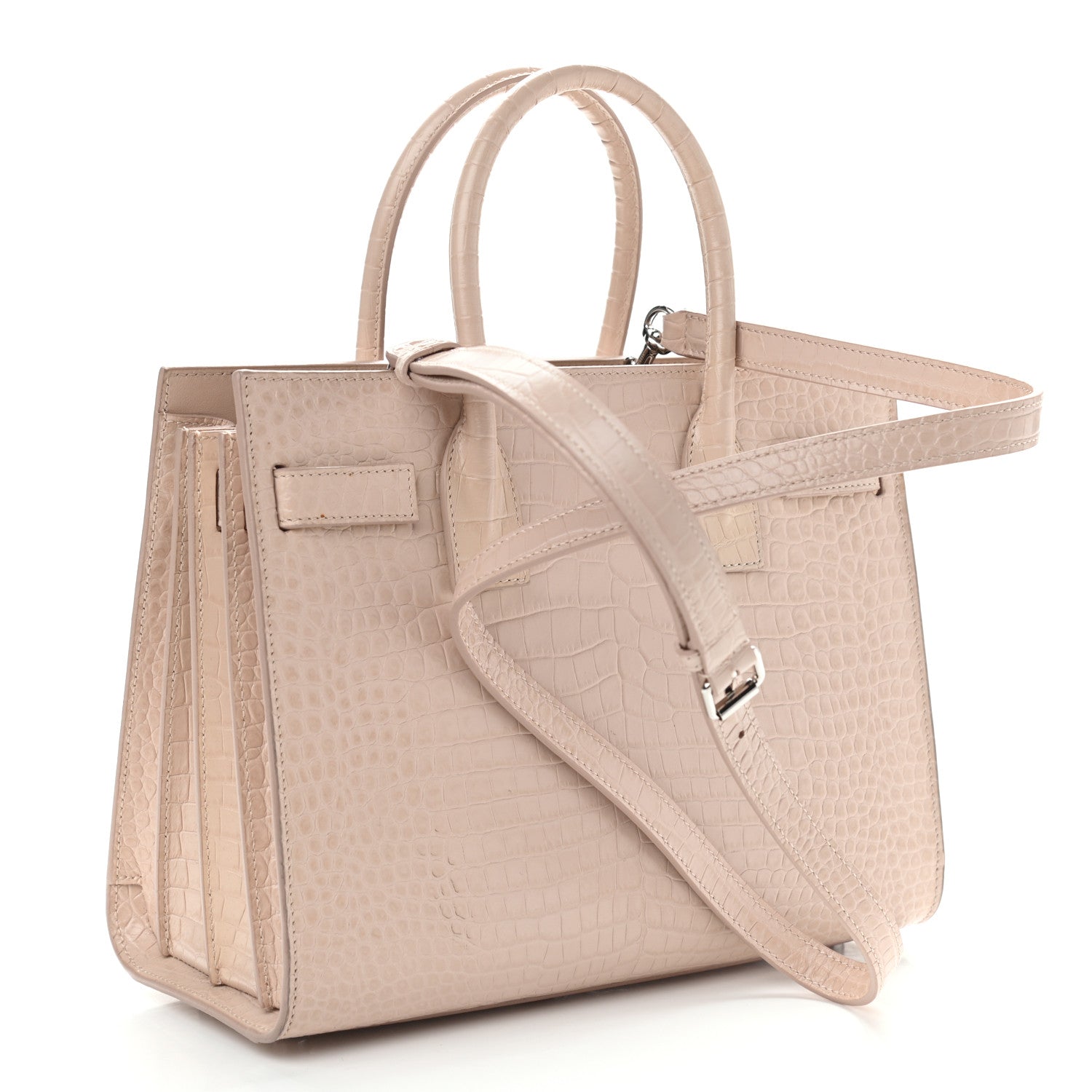 Saint Laurent Calfskin Crocodile Embossed Baby Sac De Jour Rose Antic 3 of 10