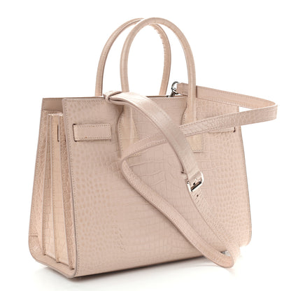 Saint Laurent Calfskin Crocodile Embossed Baby Sac De Jour Rose Antic 3 of 10