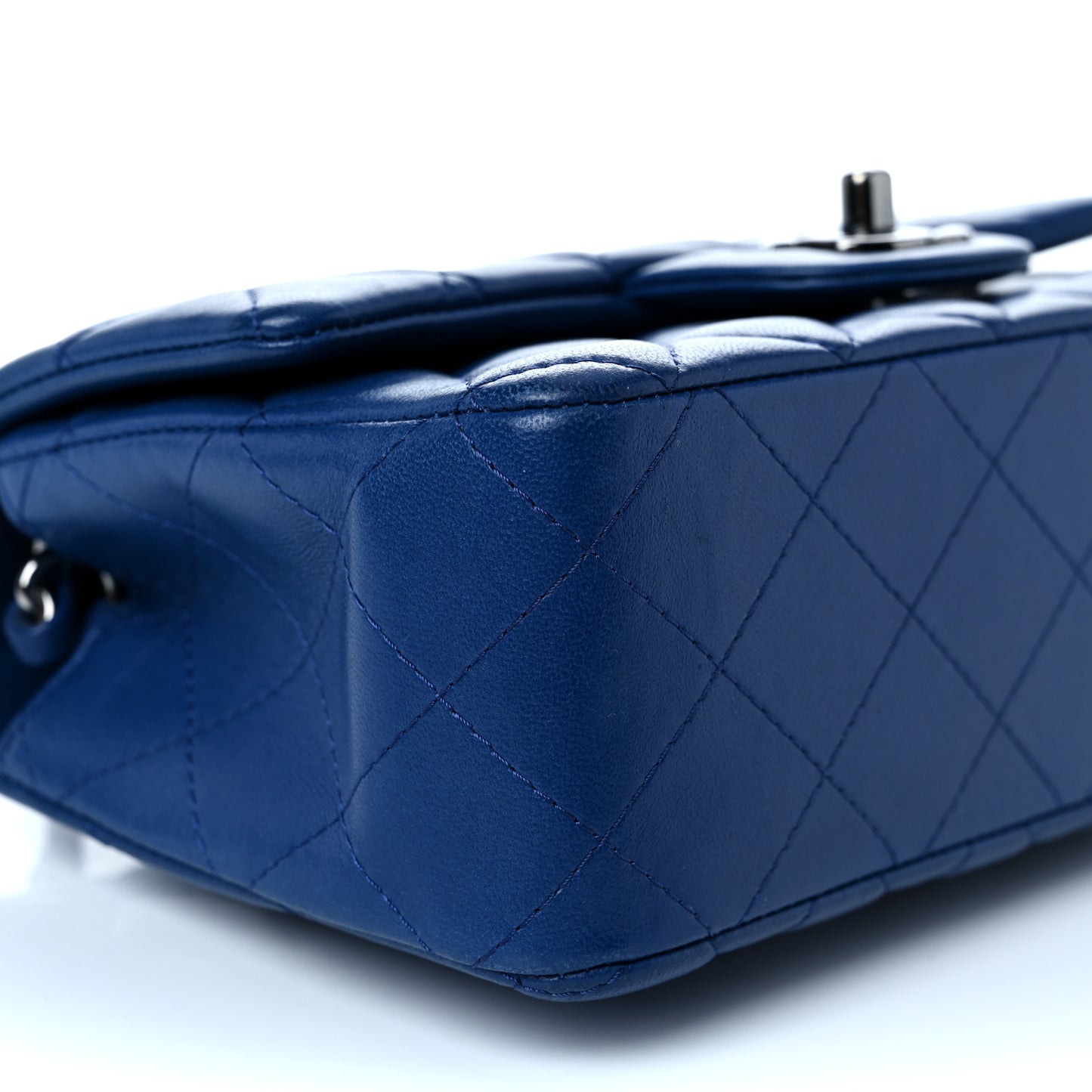 Lambskin Quilted Mini Rectangular Flap Blue