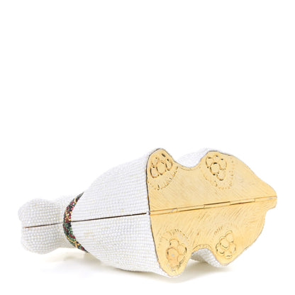 Judith Leiber Crystal Terrier Minaudiere Clutch White Gold 3 of 11