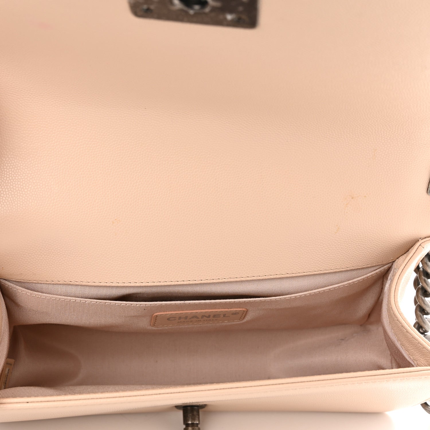 Chanel Caviar Chevron Quilted Medium Boy Flap Light Beige 5 of 17