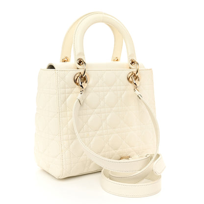 Christian Dior Lambskin Cannage Medium Lady Dior White 3 of 10