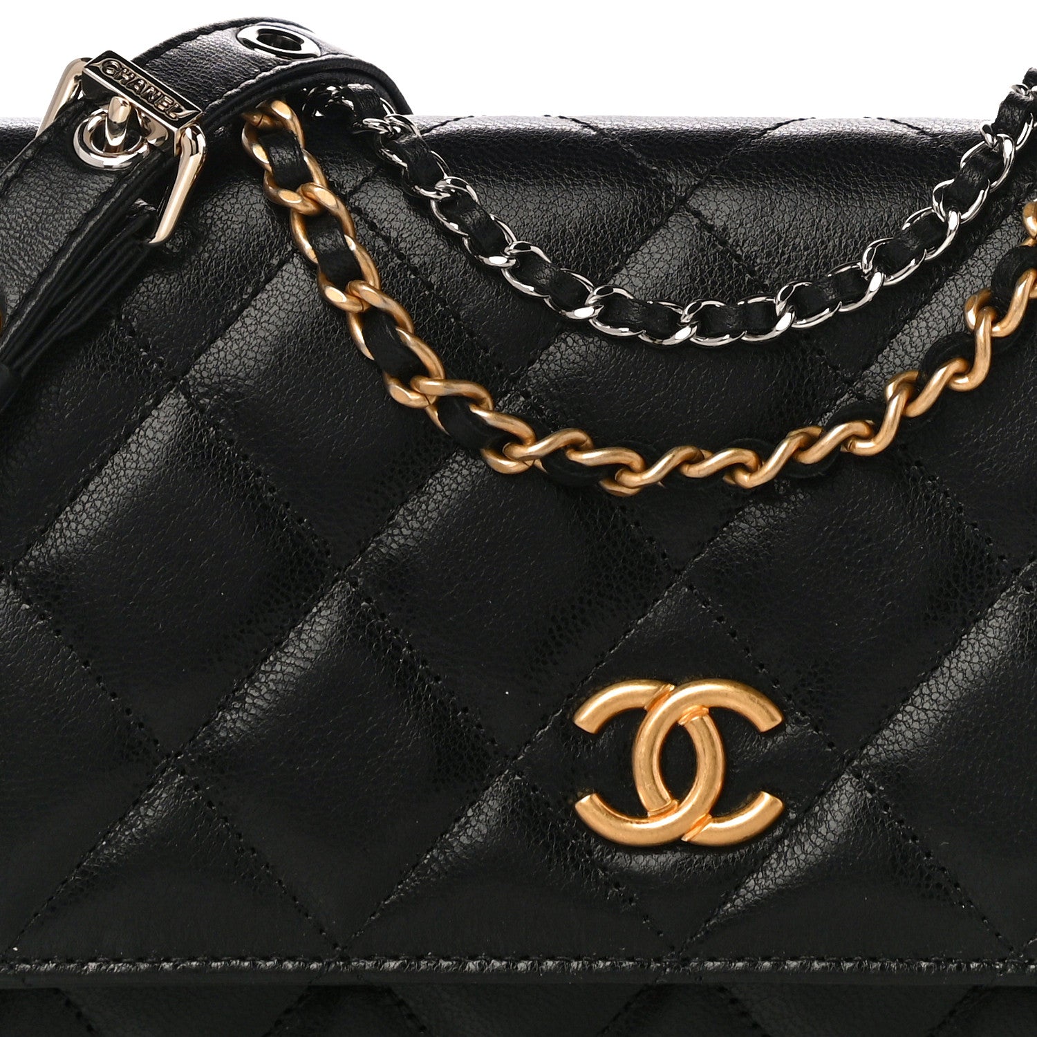 Chanel Goatskin Quilted Quilted Like A Wallet Wallet On Chain WOC Black 9 of 13