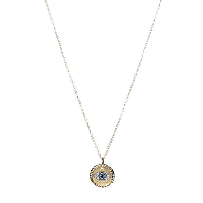 David Yurman 18K Yellow Gold Blue Sapphire Diamond Evil Eye Necklace 1 of 8