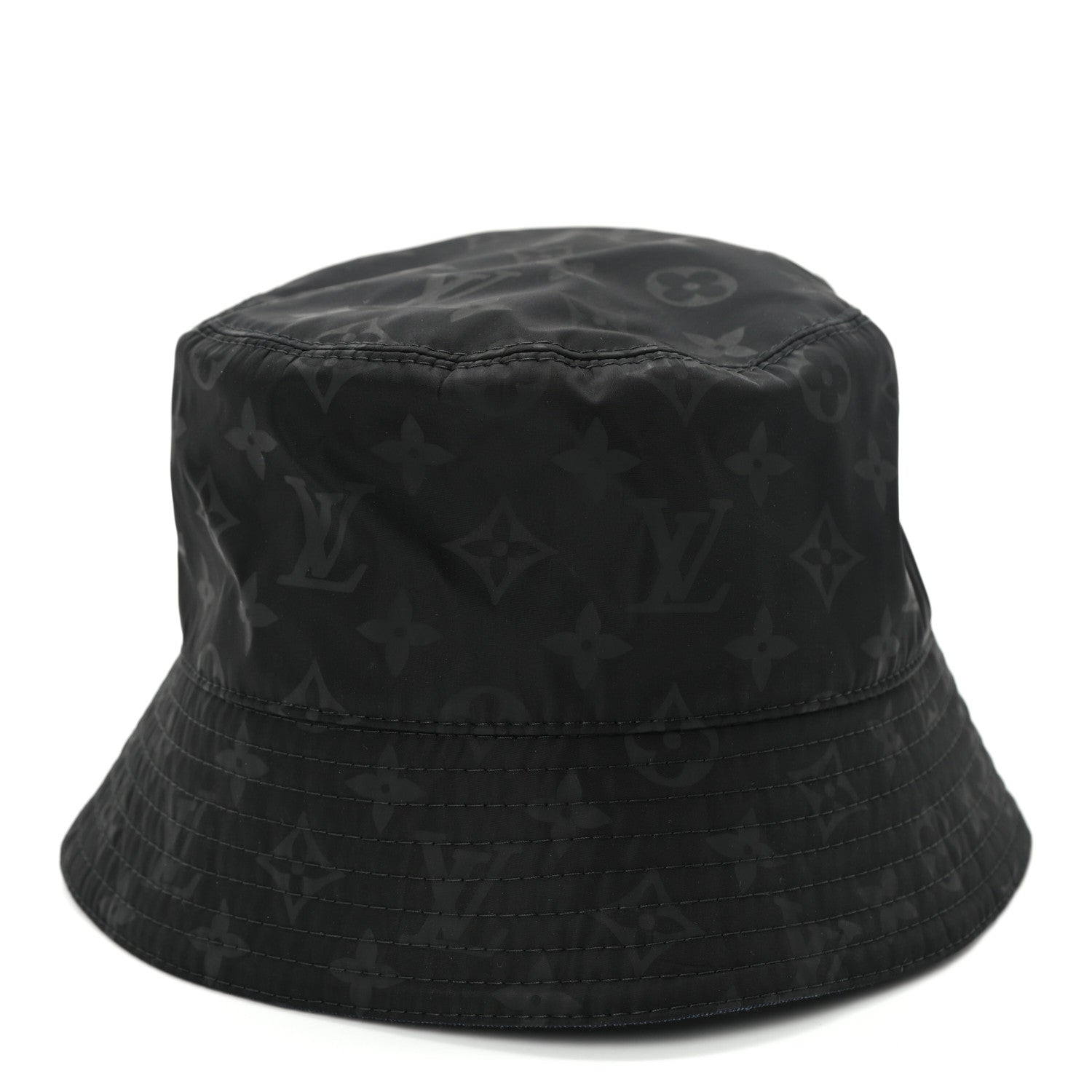 Louis Vuitton Nylon Wool Monogram Reversible MNG Rain Bucket Hat M Black Navy 10 of 16