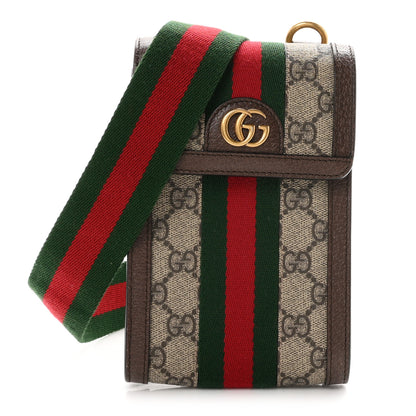 Gucci GG Supreme Monogram Web Mini Ophidia Crossbody Bag Detachable Wallet Beige Ebony 1 of 11