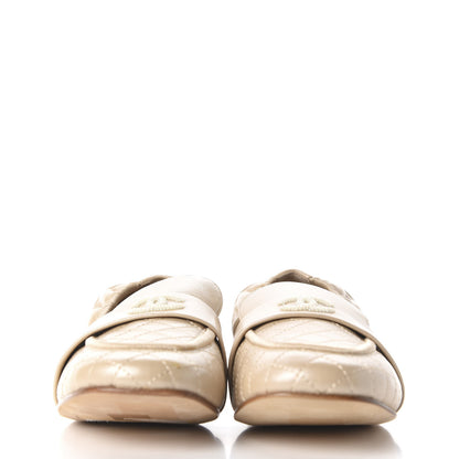 Chanel Laminated Lambskin Womens Quilted Elastic CC Moccasin Loafers 36.5 Beige 2 of 11