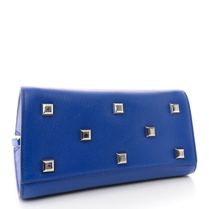 Salvatore Ferragamo Hammered Calfskin Small The Studio Box Bag Lapis Lazuli 4 of 11