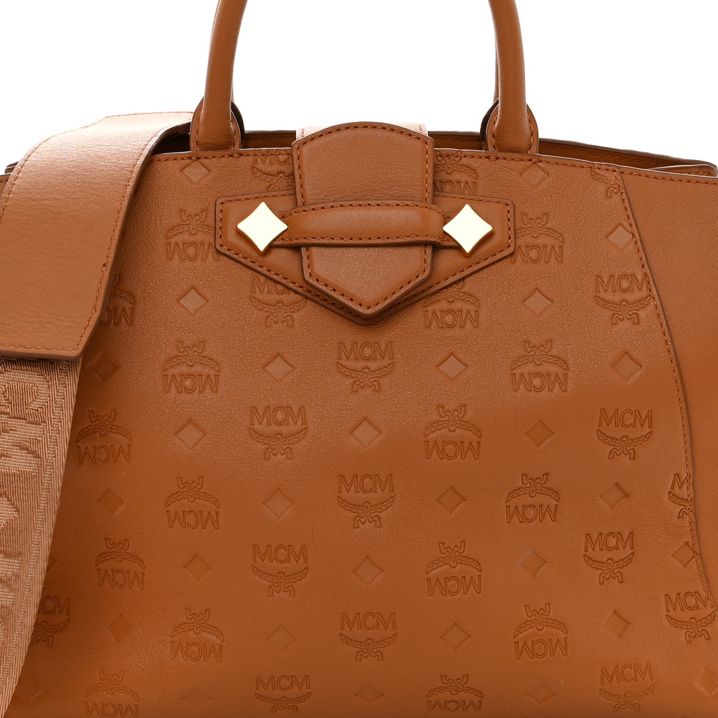 Calfskin Ottomar Monogram Medium Essential Tote Cognac