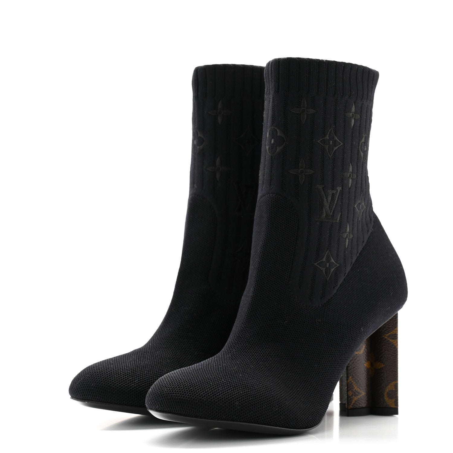 Louis Vuitton Monogram Stretch Fabric Silhouette Ankle Boots 38 Black 3 of 7